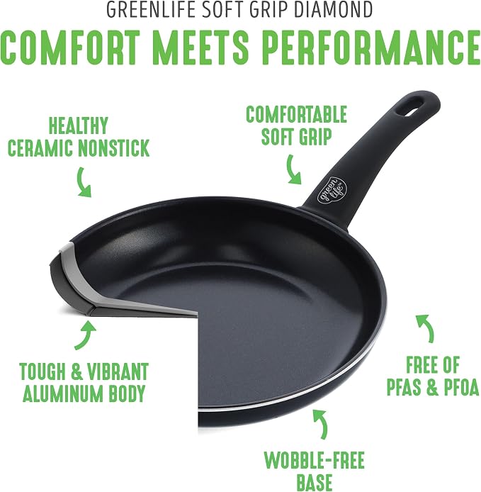 GreenLife 16 Piece Nonstick Cookware Set, Soft Grip Non-Toxic PFAS-Free Ceramic - Image 4