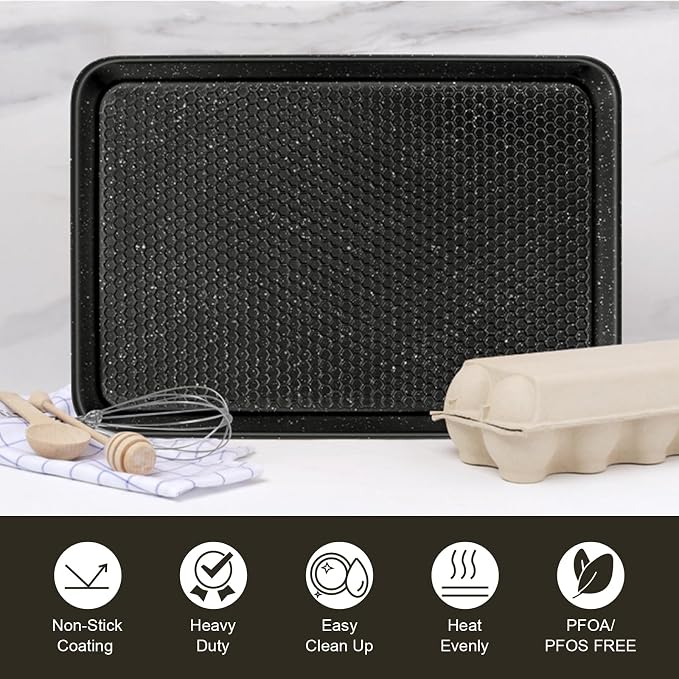 Wildone 2 Pack Half Sheet Baking Pans, Honeycomb Embossed Nonstick Baking Sheet - Image 7