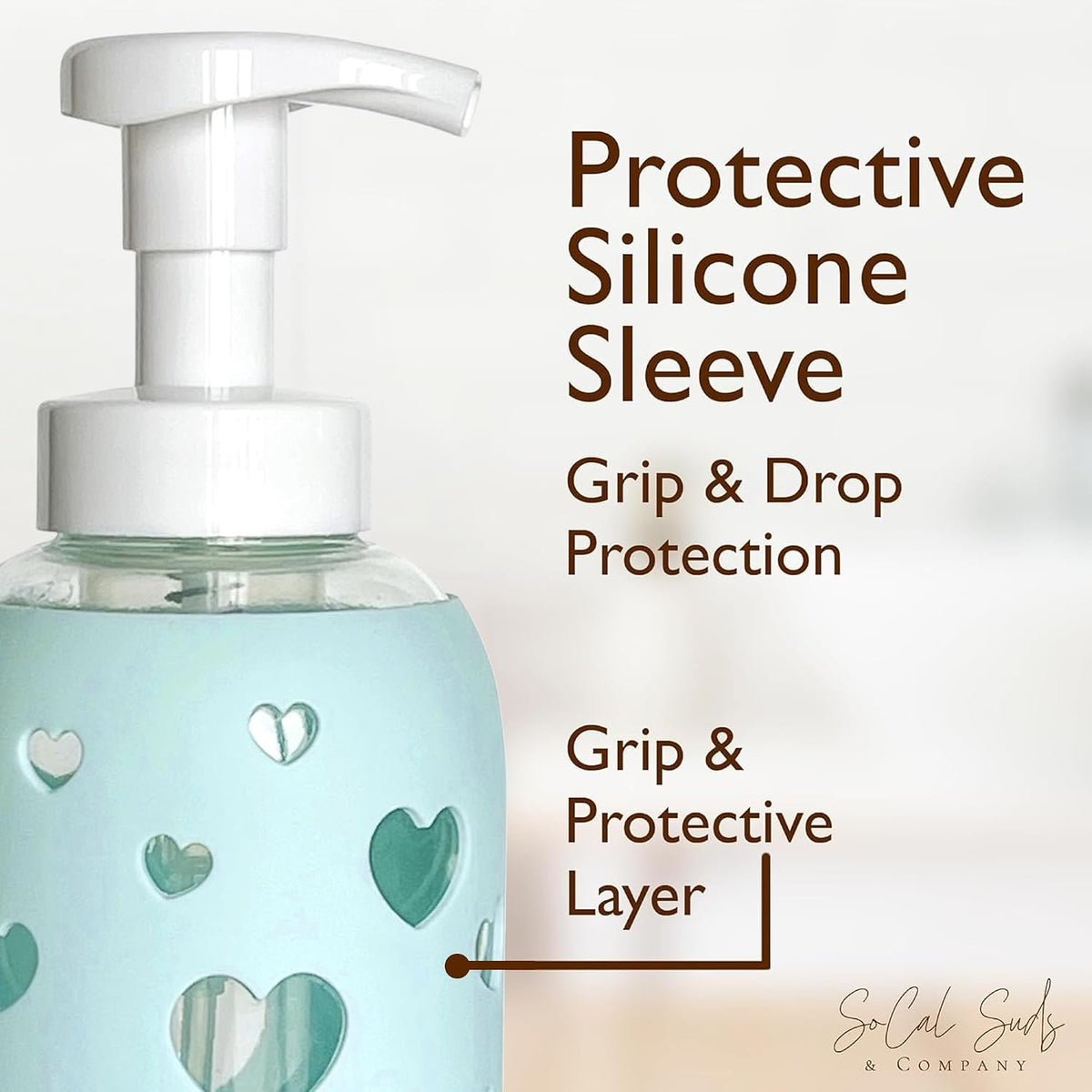 SoCal Suds & Company Foaming Hand Soap Dispenser Glass, Sea Glass, 8oz