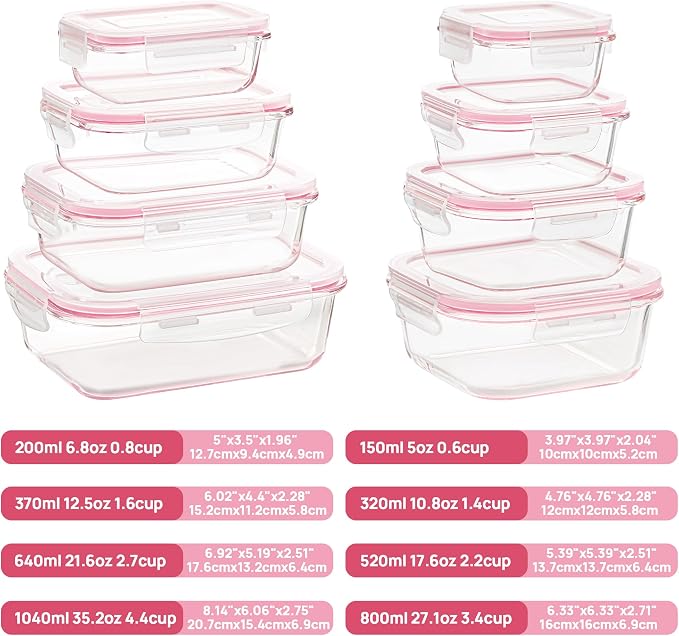 Vtopmart 8 Pack Glass Food Storage Containers - Image 2