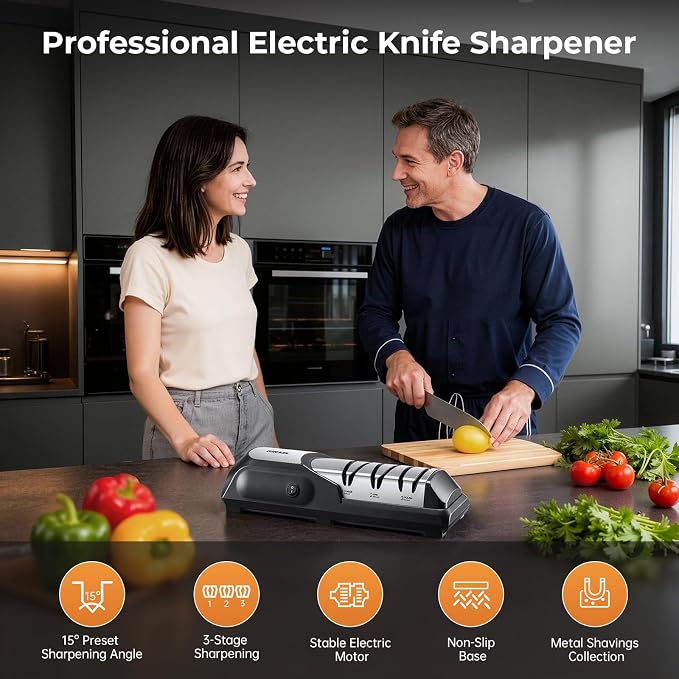 Kitchen Professional Electric Knife Sharpener: 3-Stage 100% Diamond Abrasives - Image 2