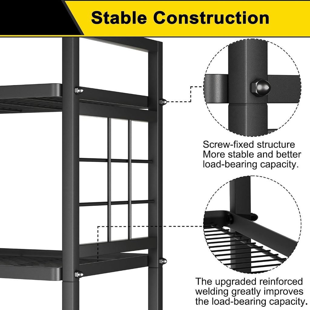 GIOTORENT 5-Wire Standing Book Shelf & Bookcase, Metal Storage