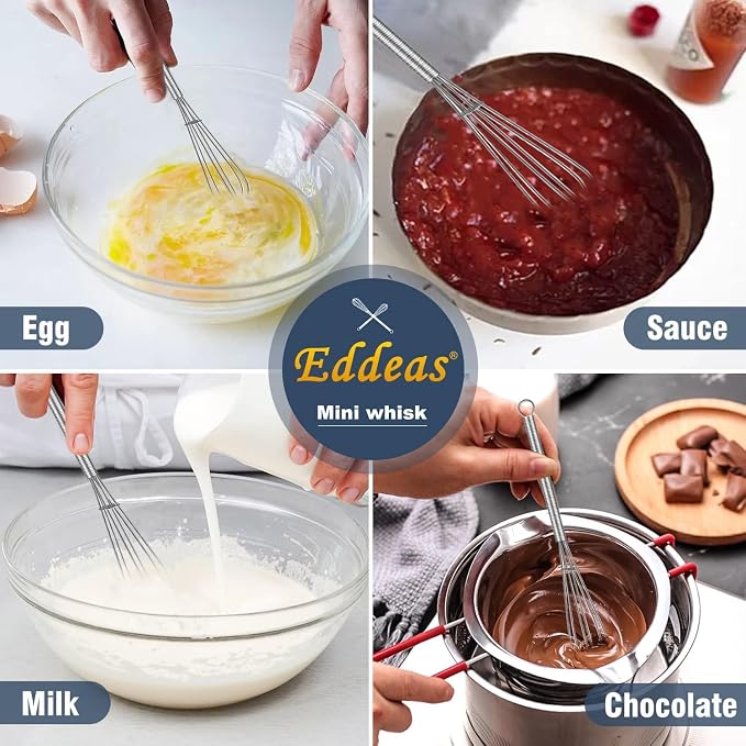 Eddeas Small Whisk Stainless Steel, Mini wire whisk 3 Pieces, 6in & 7in Tiny - Image 5