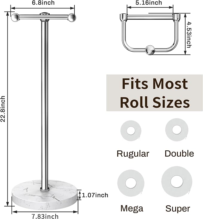 RARXTR Toilet Paper Holder Stand, Bathroom Free Standing Toilet Paper Stand - Image 6