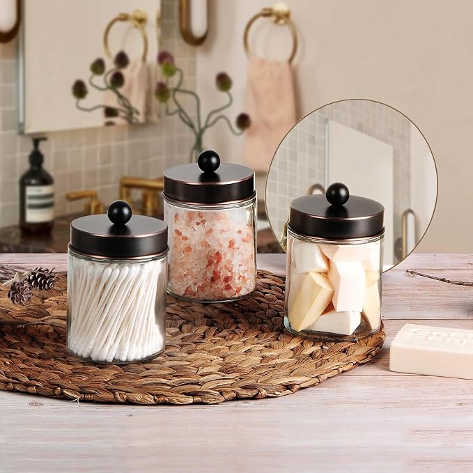 Apothecary Jar Canisters Bathroom Vanity Organizer - Image 3