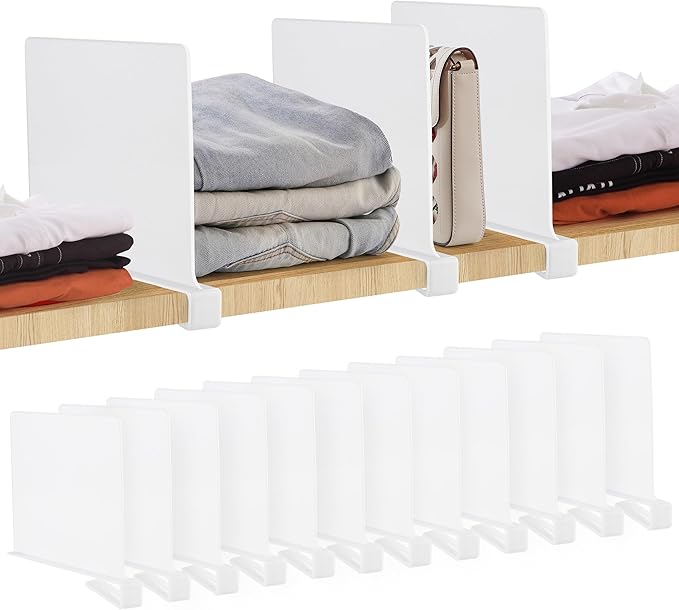 JOY DECOR 12 Pack Acrylic White Shelf Dividers by JOY+DECOR