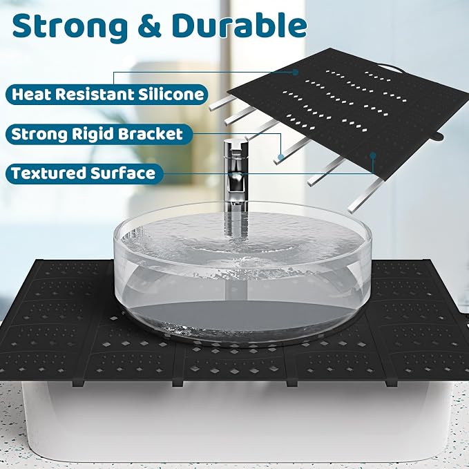 Bathroom Sink Cover for Counter Space, Sink Mat Foldable Sink Cover, Silicone - Image 6