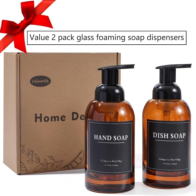 rejomiik 2 Pack Foaming Soap Dispenser Thick Glass Foam Hand Soap Dispenser - Image 6