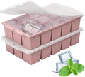 Silicone Ice Cube Tray with Locks Lids, Easy Release Flexible 15 Square Ice by MEIJO