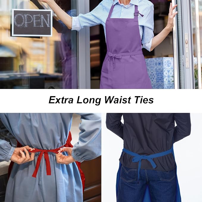 15 Pcs Adult Aprons Bulk with Pockets Adjustable Bib Chef Apron - Image 4
