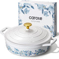 CAROTE 3.5QT Shallow Dutch Oven Enameled Cast Iron Braiser by CAROTE
