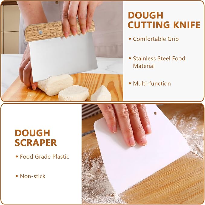Bread Making Tools Set of 7, Including Silicone Pastry Mat, Round Baking Mat - Image 3