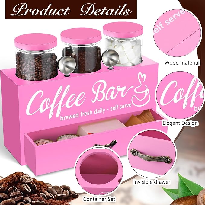 3 Pcs Coffee Bar Containers Set Include Coffee Sugar Container - Image 3