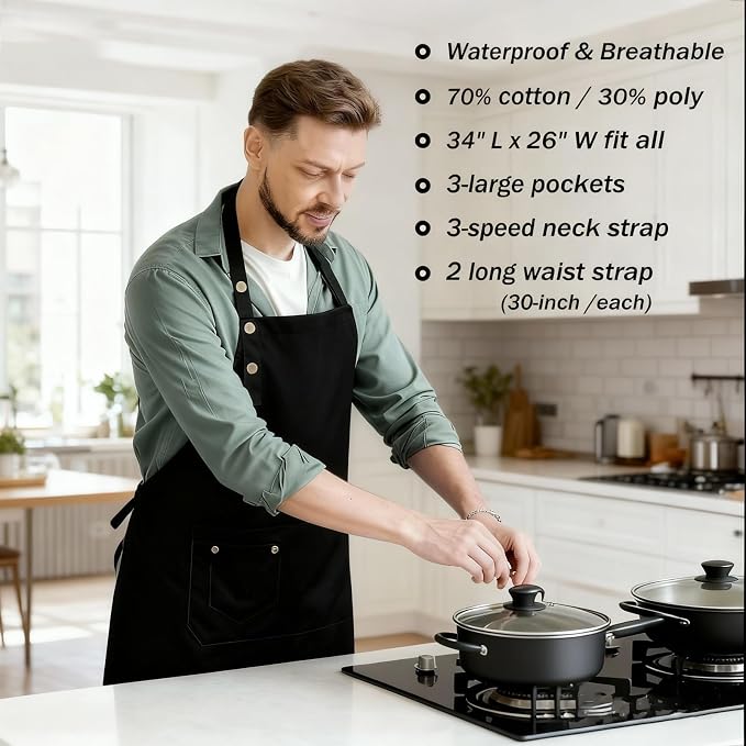 Art Aprons for Painting Pottery Ceramics, Mens Women Kitchen Cooking Aprons - Image 2
