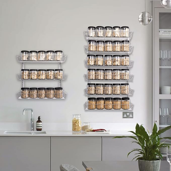 SWOMMOLY Adjustable Wall Mount Spice Rack, 9-Tier Dual-use Organizer - Image 2