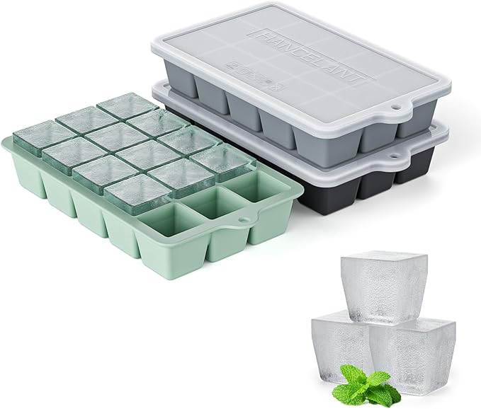 Silicone Ice Cube Tray 3 Pack, HANCELANT Ice Cube Mold, Ice Trays by HANCELANT