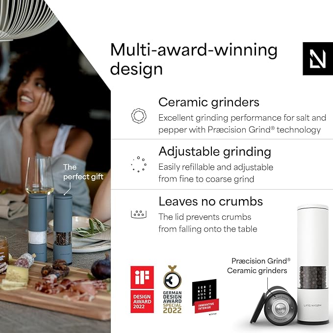 LARS NYSØM Salt and Pepper Grinder Set Manual, Stainless Steel Salt and Pepper - Image 2