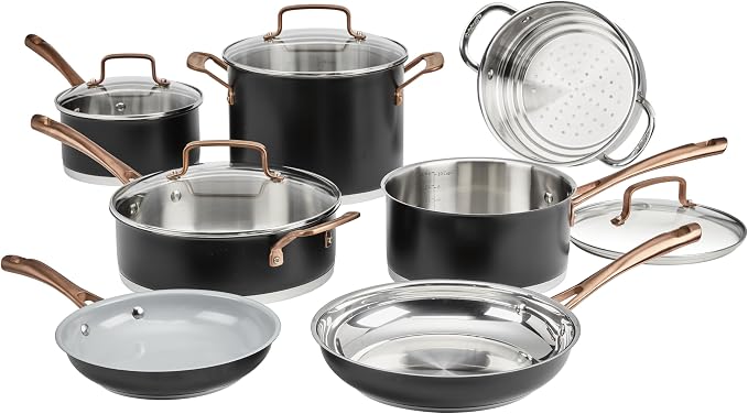 Cuisinart 11-Piece Matte Black Elegance Cookware Set by Cuisinart