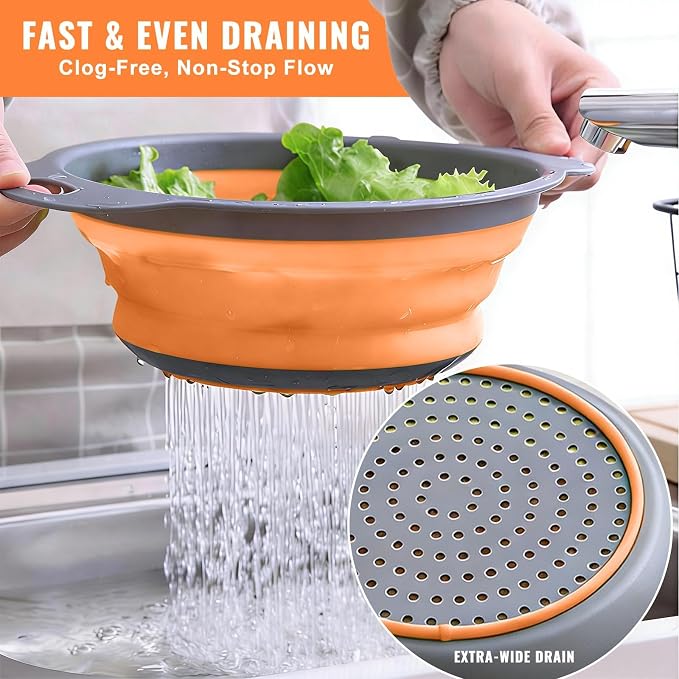2 Pack Collapsible Silicone Colander - Image 2