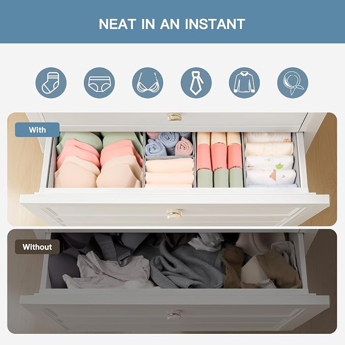 Criusia Drawer Organizer Clothes, 10 Pack Dresser Organizer - Image 3