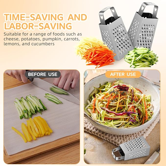 ABOOFAN 6Pcs Mini Box Graters, 4-Sided Stainless Steel Cheese Grater & Zester - Image 4