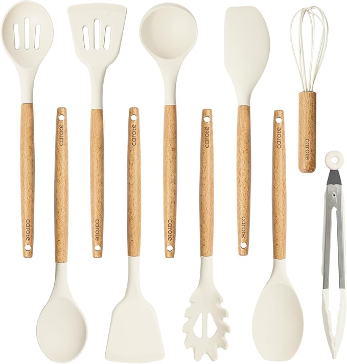 CAROTE Silicone Cooking Utensils Set, Kitchen Utensils Set 10 Pcs by CAROTE