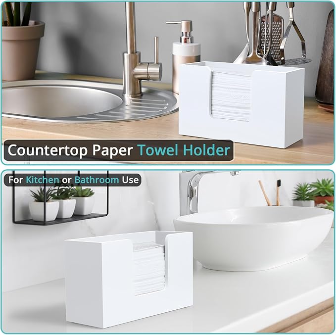 Paper Towel Dispenser Countertop, Wooden Bathroom Paper Towel Holder, - Image 3