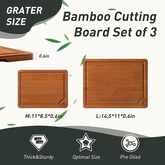 Bamboo Cutting Board Set Non Slip Feet Over Sink Day Gifts Best Mama Mommy - Image 2