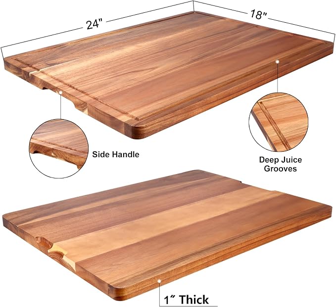 24"x18" XXL Extra Large Acacia Wood Cutting Boards - Image 4