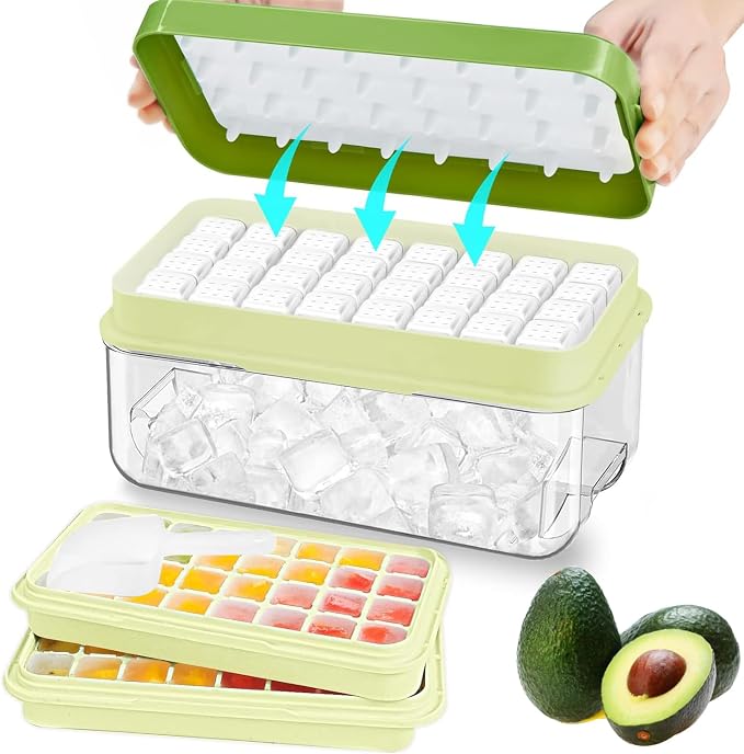 Ice Cube Tray with Lid and Bin, Ice Cube Pop Out Tray, Ice Cube Trays by ZZWILLB