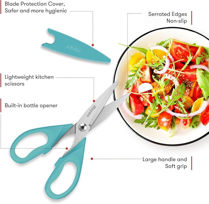 Small Kitchen Scissors 8-inch, iBayam 2 Pack Kitchen Shears All Purpose Meat - Image 5