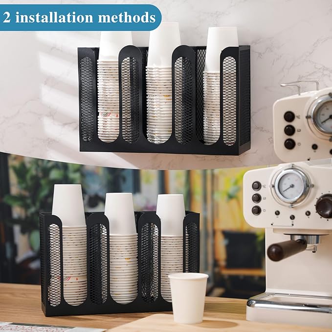 Maxcheck Metal Mesh Cup and Lid Holder Coffee Paper Cup Dispenser Lid Holder - Image 4