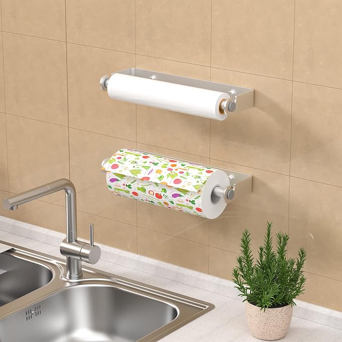Under Cabinet Paper Towel Holder, Adhesive or Drill Mount Paper Towel Holder - Image 3
