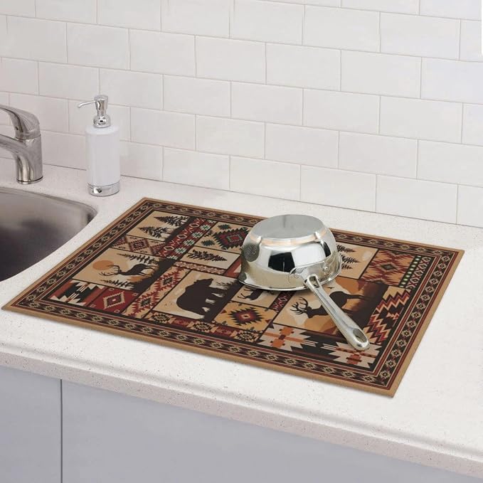 Western Wildlife Geometric Dish Drying Mat - Image 2