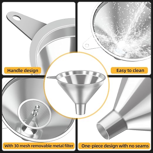 Serinar 3-Piece Stainless Steel Kitchen Funnel Set - Image 3