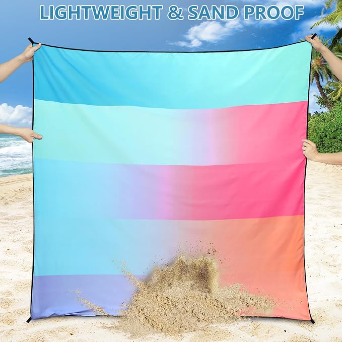WIWIGO Beach Blanket Waterproof Sandproof Beach Mat 79" X 83"/10'x9'for 2-8 - Image 5