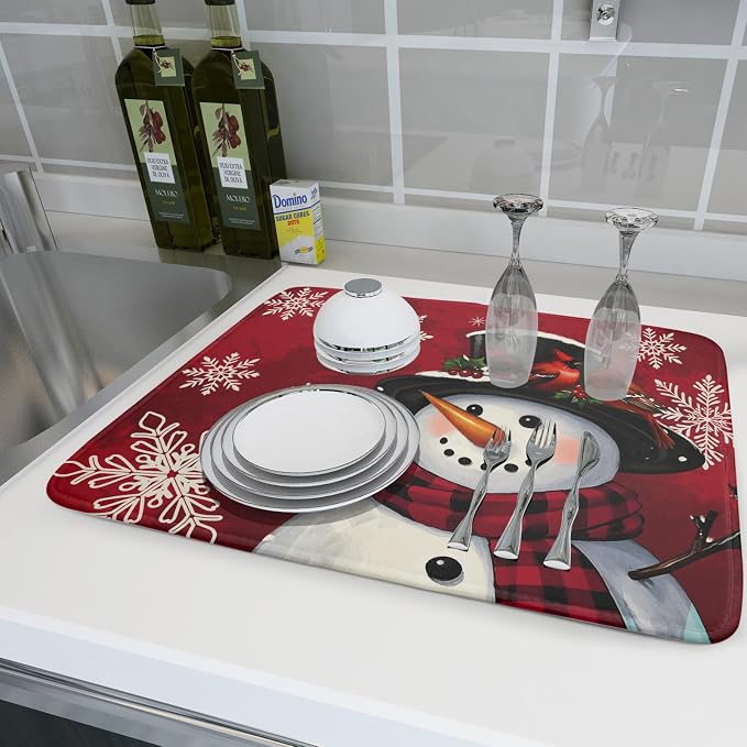 Christmas Snowman Dish Drying Mat - Image 6