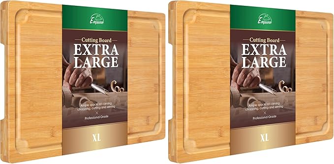 Extra Large Cutting Board, 17.6" Bamboo Cutting Boards by Empune