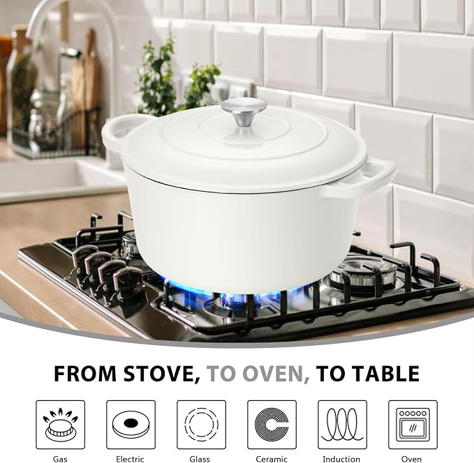 E-far 6 Quart Dutch Oven, Enameled Cast Iron Dutch Oven Pot - Image 5