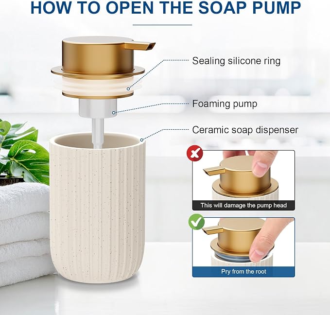 Ceramic Foaming Soap Dispenser, 12 oz Bathroom Foam Hand Soap Dispenser - Image 3
