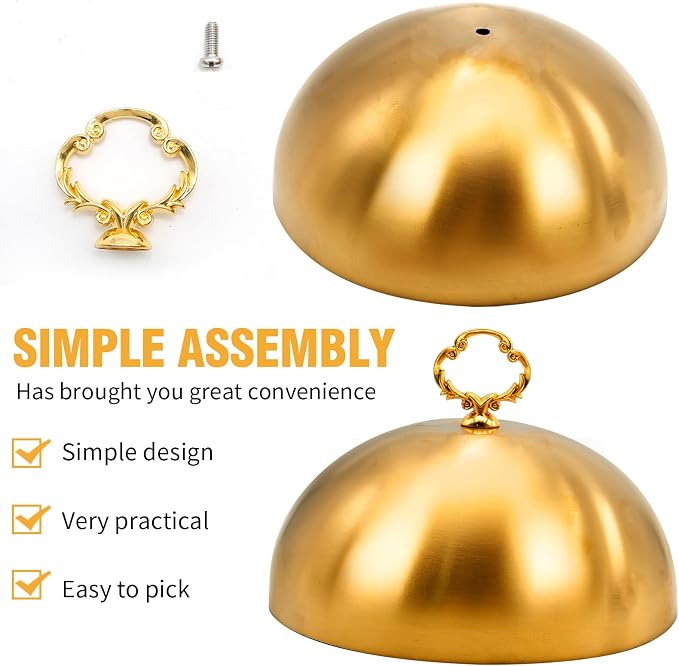 Gold Stainless Steel Food Dome Cover Food Protecting Dome Cover Serving Plate - Image 2