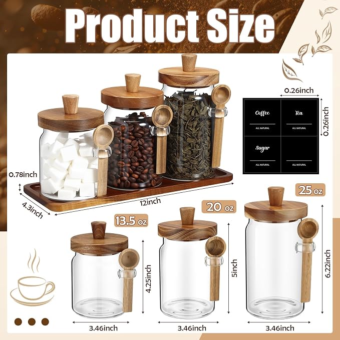 Suclain 3 Pcs Glass Coffee Container - Image 2