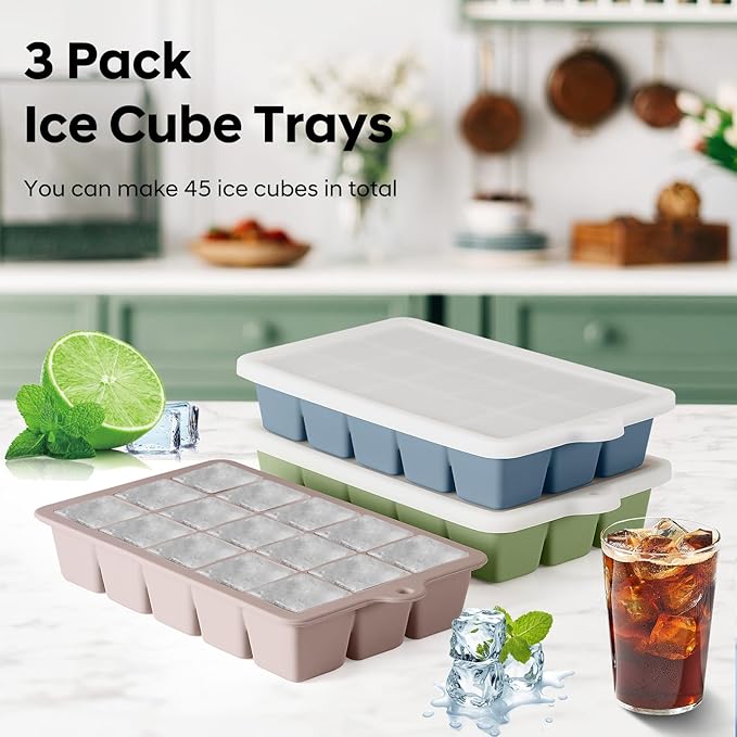 Silicone Ice Cube Tray 3 Pack, HANCELANT Ice Cube Mold, Ice Trays - Image 6