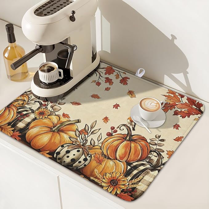 Fall Orange Pumpkin Dish Drying Mat - Image 7