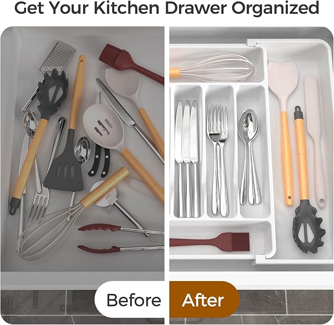 ukeetap Extra Large Expandable Silverware Organizer, BPA-Free Food-Safe Cutlery - Image 6