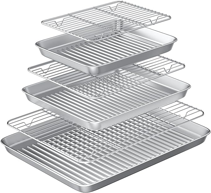 Baking Sheet with Wire Rack Set: 3 Baking Pans + 3 Cooling Racks by Rottay