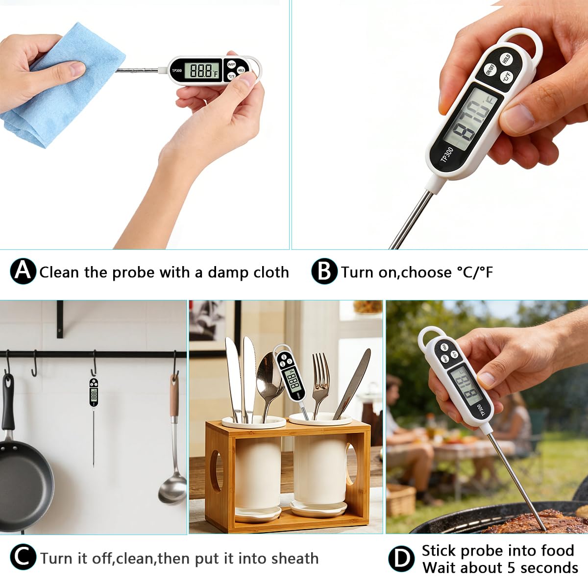 Candy Thermometer Digital Instant Read for Meat Kitchen Cooking Food