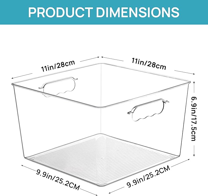 Vtopmart 10 Pack Extra Large Clear Plastic Storage Bins, 11x11 Cube Acrylic - Image 3