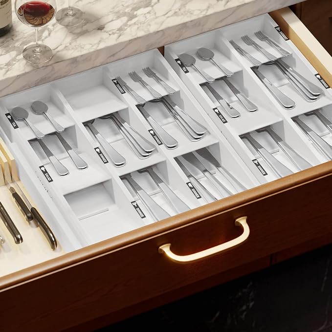 SpaceAid Bamboo Silverware Drawer Organizer - Image 6