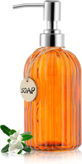 MOCLIF 16 OZ Soap Dispenser，Tempered Glass Clear Vertical Stripe by MOCLIF